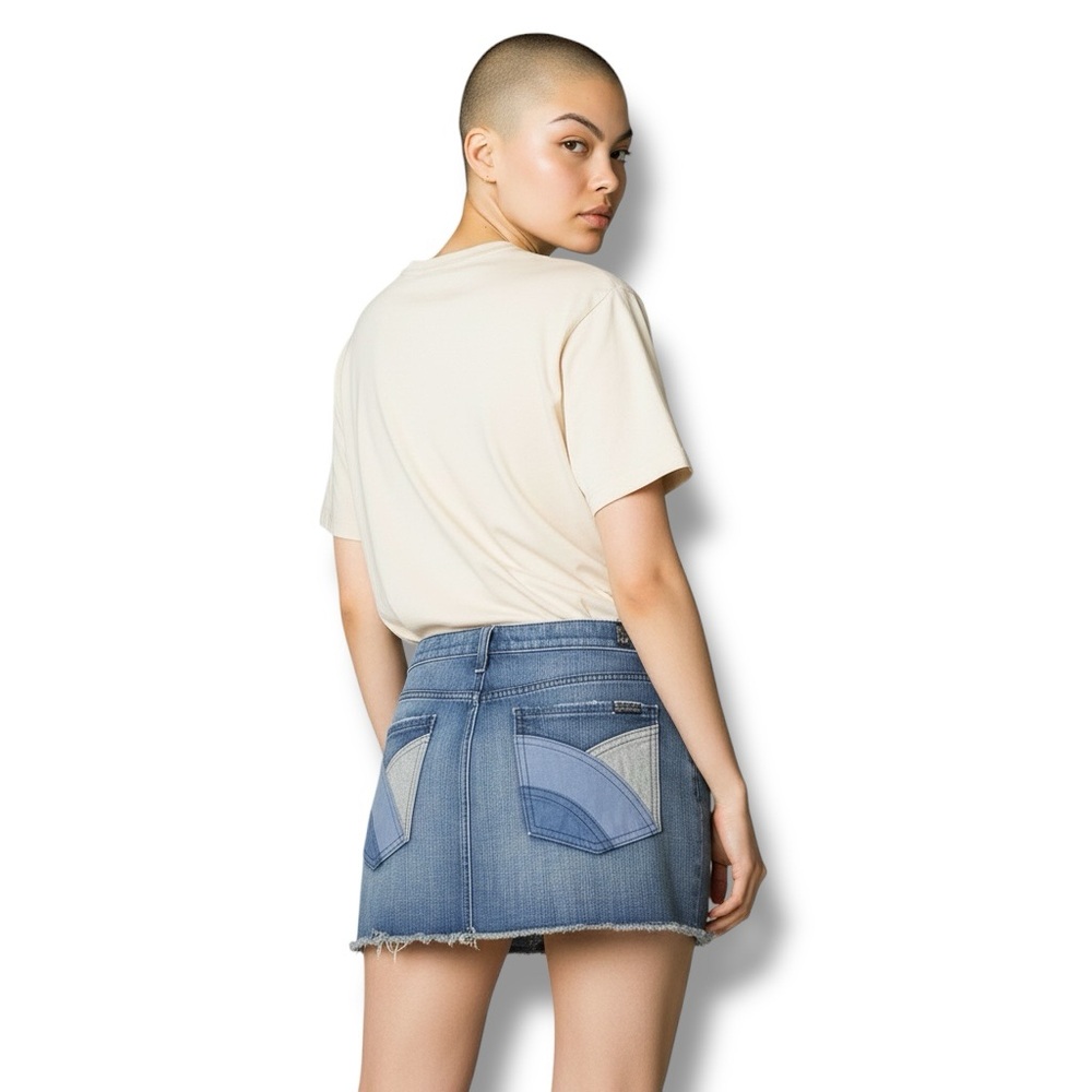 7 for all mankind 7FAM Denim Patchwork Pocket Mini Skirt sz 27